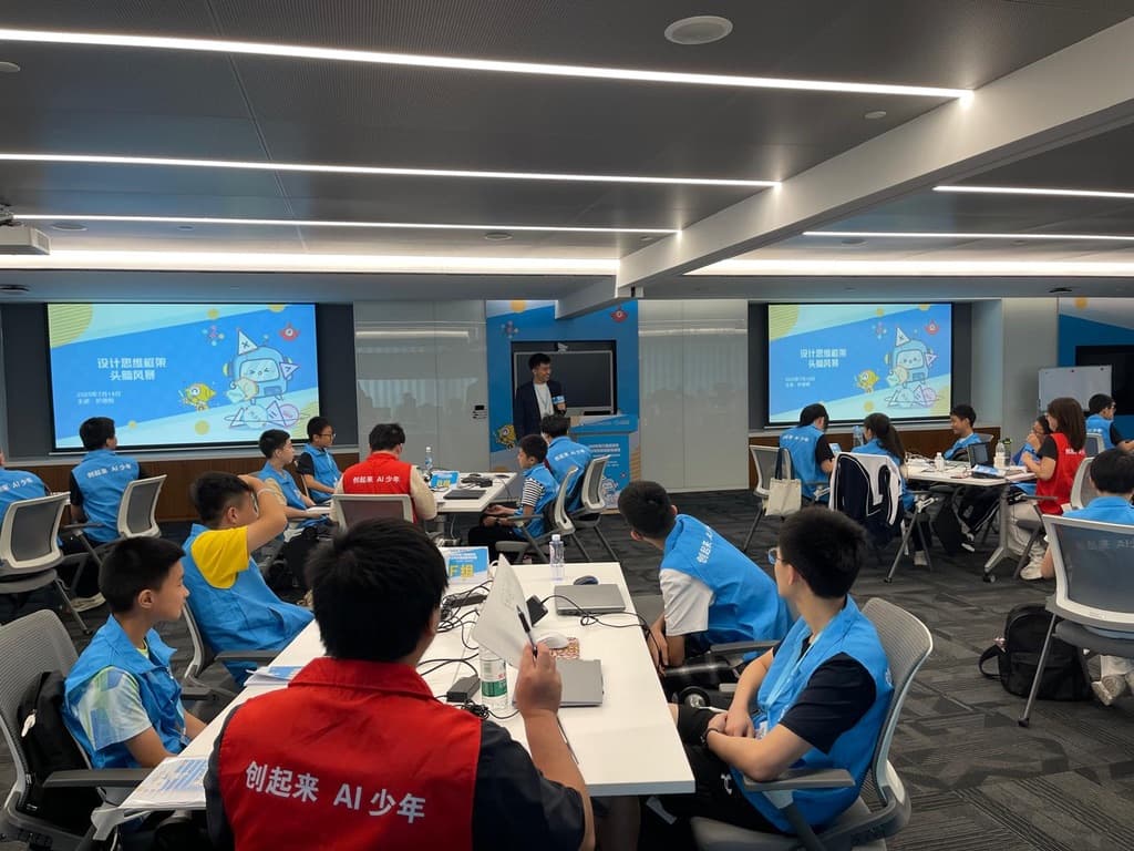 Students prototyping with AI Playground during workshop